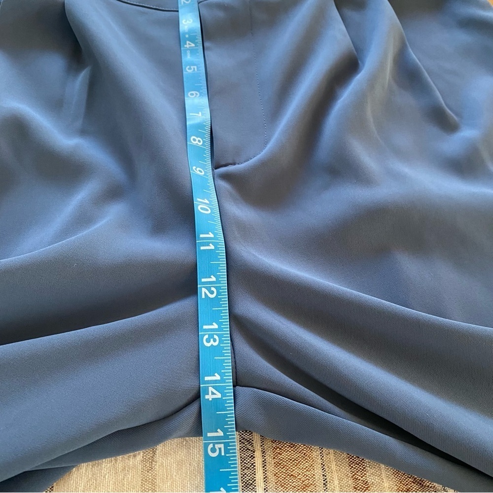 Halara Blue High Waisted Button Shirred Straight Leg Work Trouser Pants Large - Picture 10 of 15